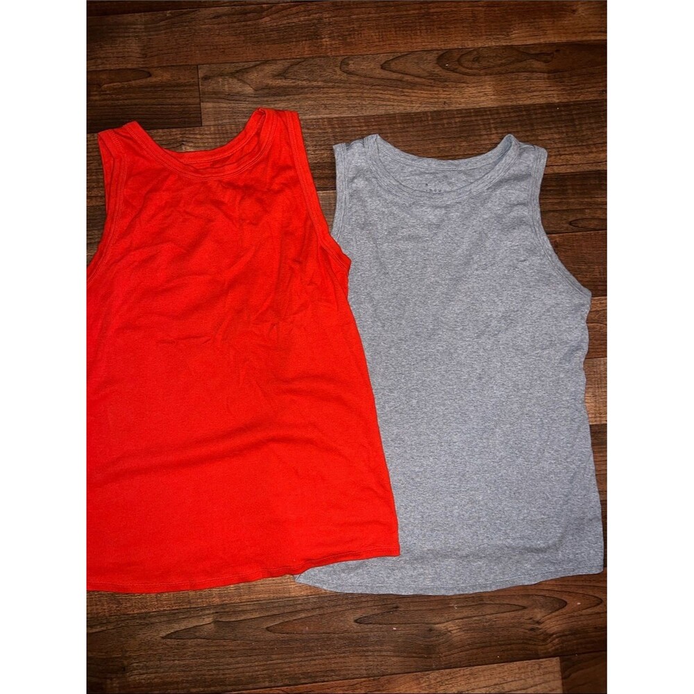 Red and Gray Cotton Tank Tops - 2 Pack